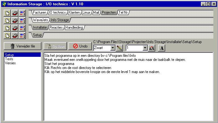 Voorbeeld van InfoStorage